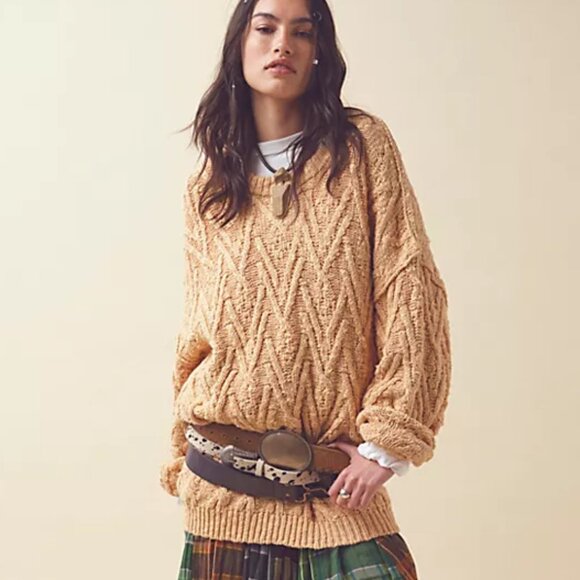 Free People Sweaters - NEW FREE PEOPLE ISLA Cotton cable knit sweater 5M3